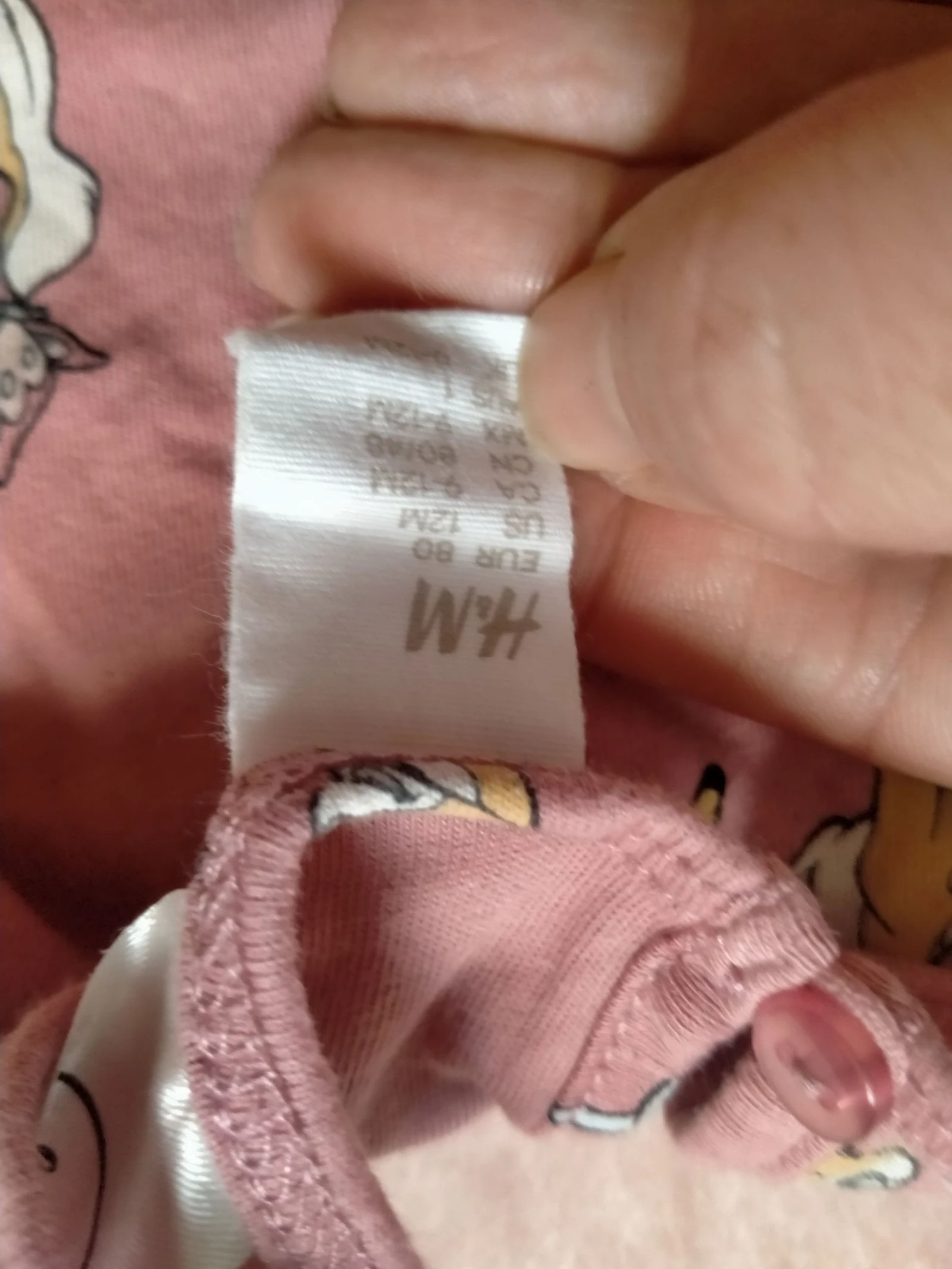 Vestido H&M Disney Bambi bebé niña 9-12 meses rosa con tirantes – photo 2